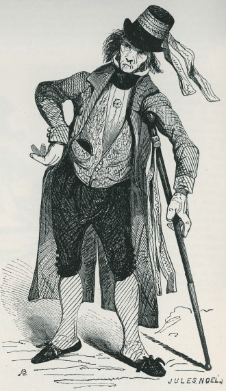 Compagnon-cordonier-du-tour-de-France-et-sa-canne--en-tenue